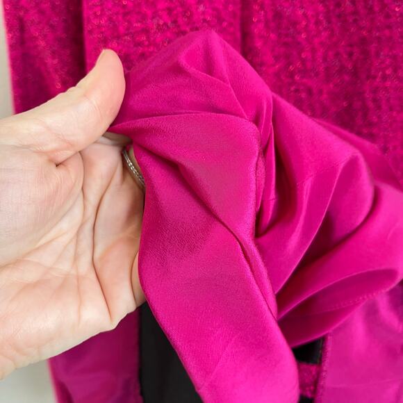 Lela Rose Metallic Pink A-Line Knit Tweed Dress Sz 4 - Picture 6 of 10